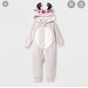 Like New adorable baby girl Purple Reindeer Suit